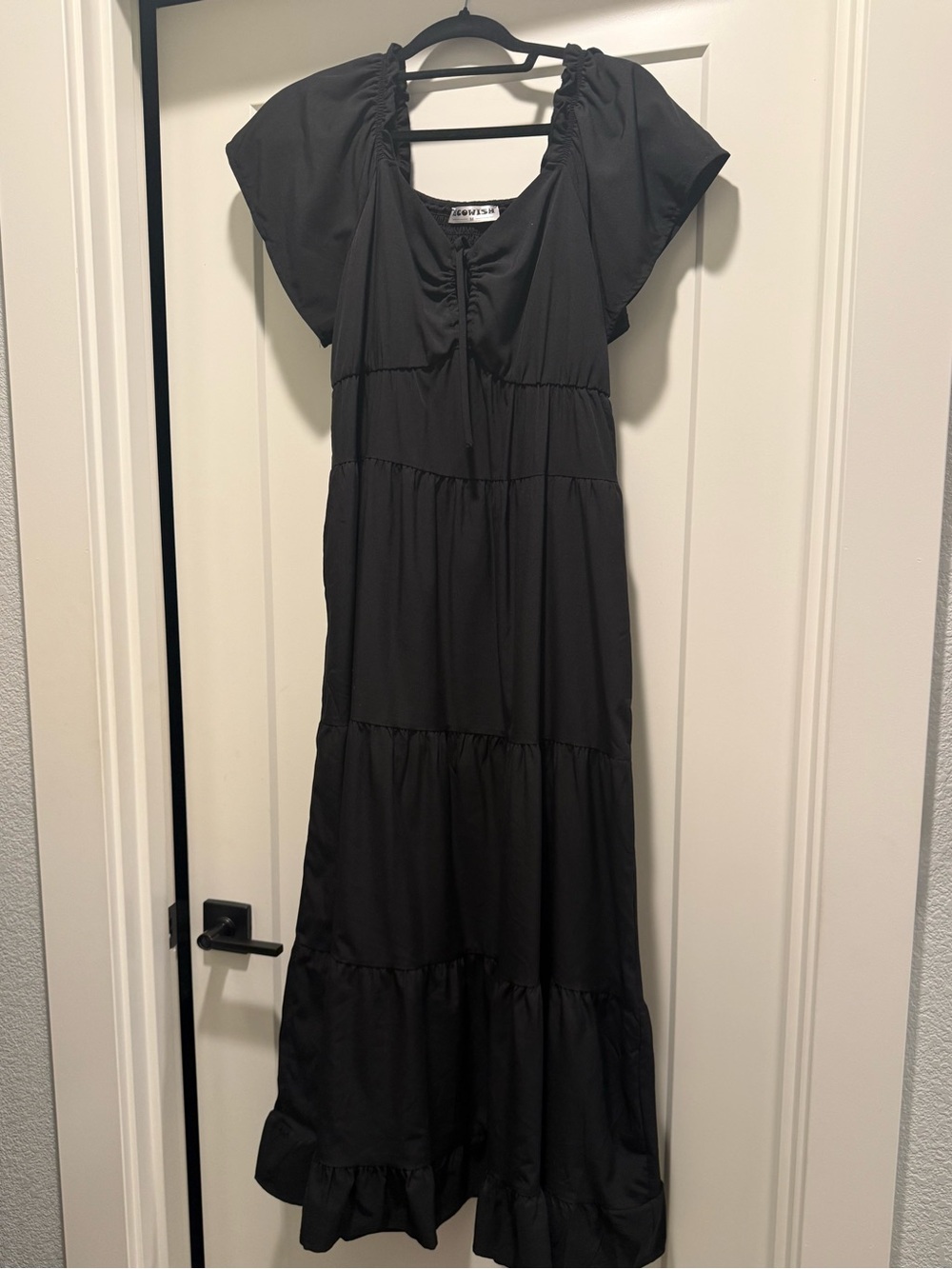Black Tiered Maxi Dress with Ruffled Hem